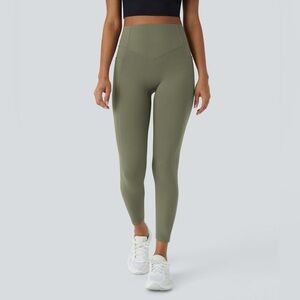 Halara High Waisted Fleece Lined Ankle Leggings Athletic Pants Green Women Small